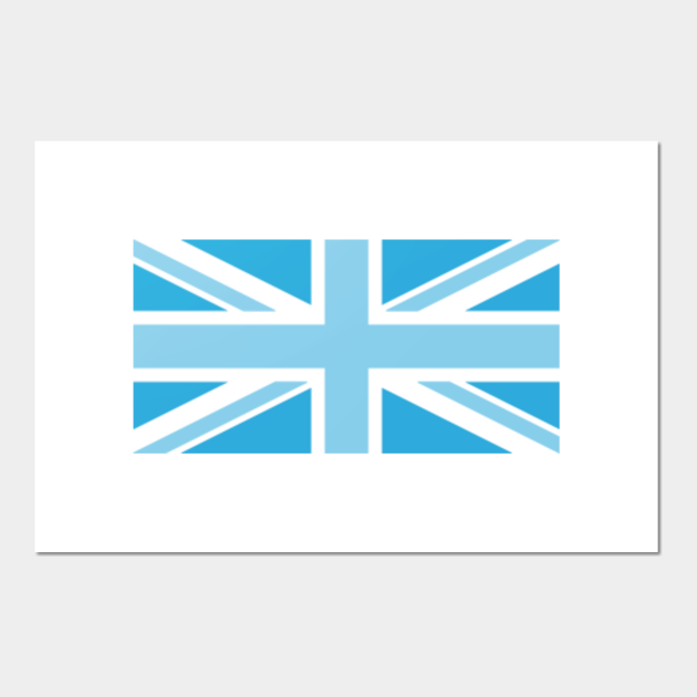 Light Blue UK Union Jack Flag Uk Flag Plakat i Druk Artystyczny